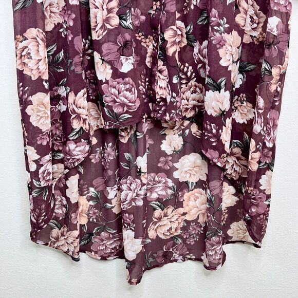 Torrid Sheer Floral Chiffob Hi-Lo Tunic Top Plus Size 1 Baby Doll Blouse 1X - Picture 4 of 5